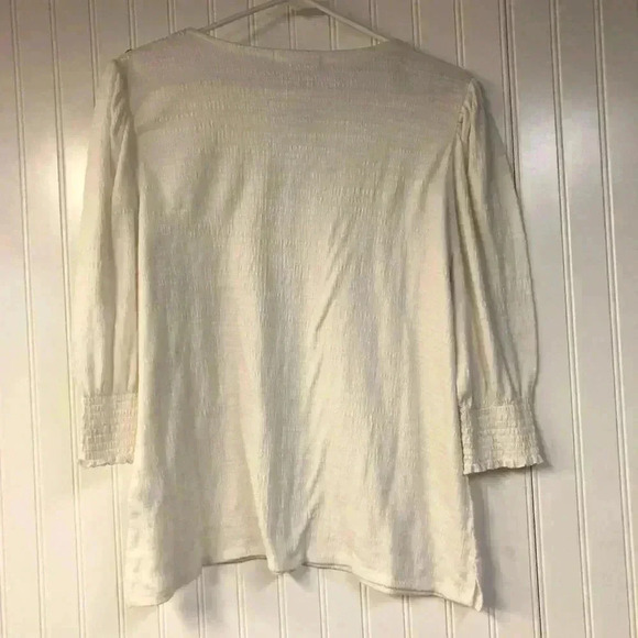 89th & Madison White Blouse XL Crew Neck Stretch Button Detail Textured - Picture 5 of 5